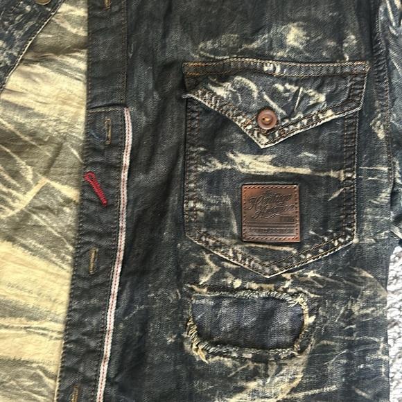 Distressed stone washed denim long sleeve button down by Denim Distillery - Picture 3 of 5